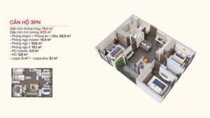 Layout bóc mái căn hộ 3pn tại The Bayfront