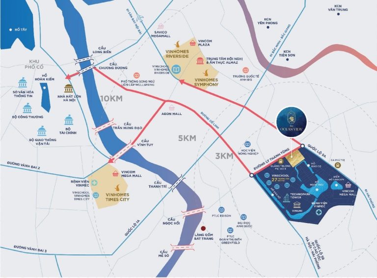 Tọa độ thuận tiên kết nối của phân khu Lumiere Orient Pearl vinhomes ocean park